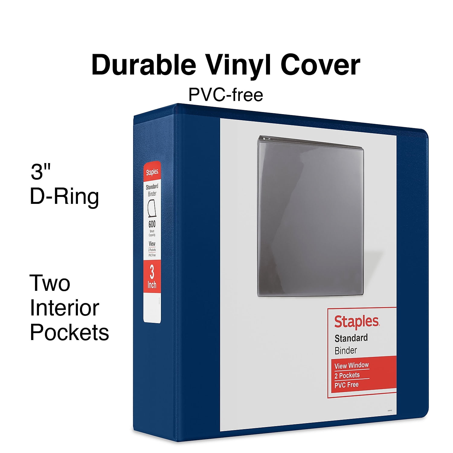 Staples Standard 3' 3-Ring View Binder Blue (26451-CC) 82640