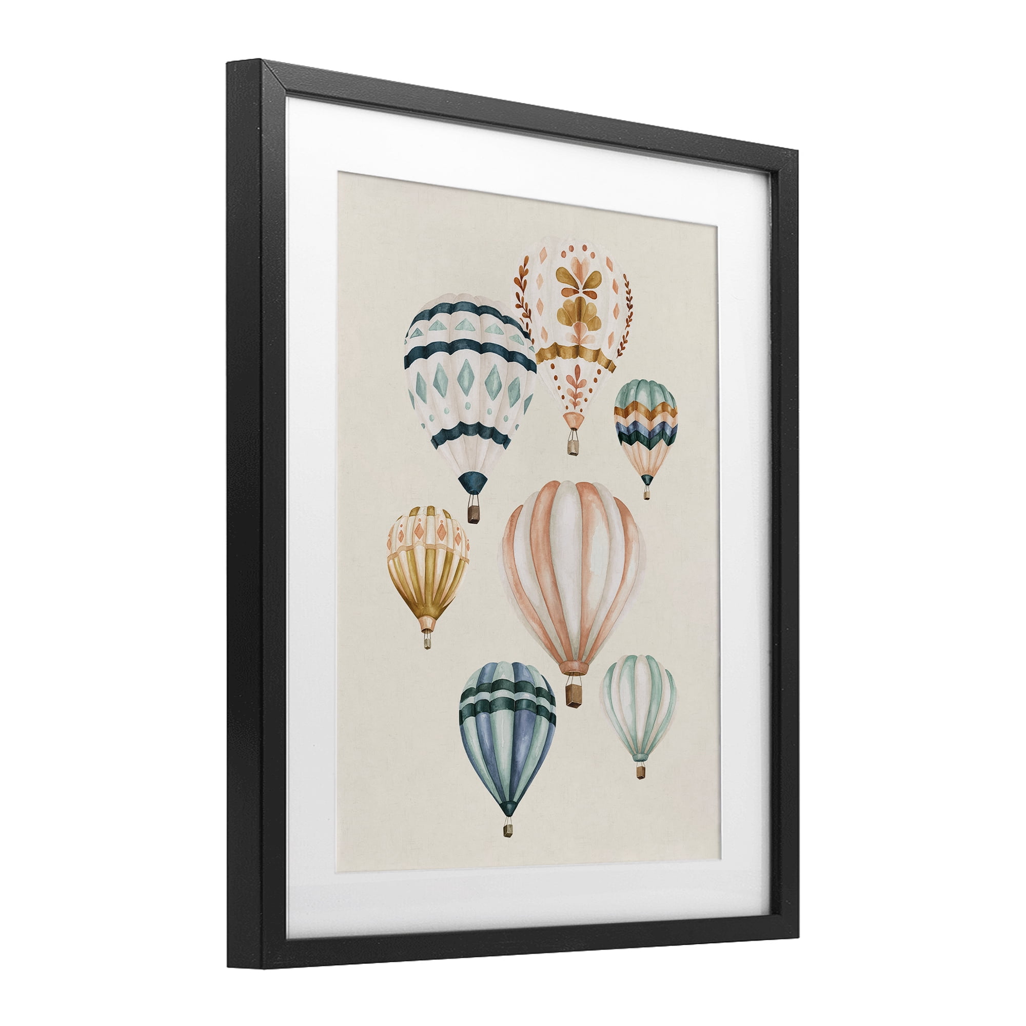 Stupell Industries Wanderlust Hot Air Balloons Black Framed Print Under Glass, design by Bethany Sandoval