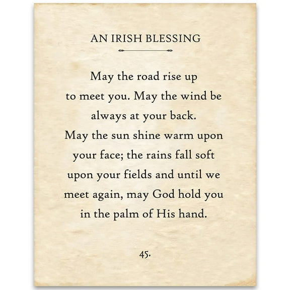An Irish Blessing - May the Road Rise Up to Meet You - 11x14 Unframed Typography Book Page Print - Makes a Great Housewarming and St. Patrick's Day Gift and Home Decor Under $15