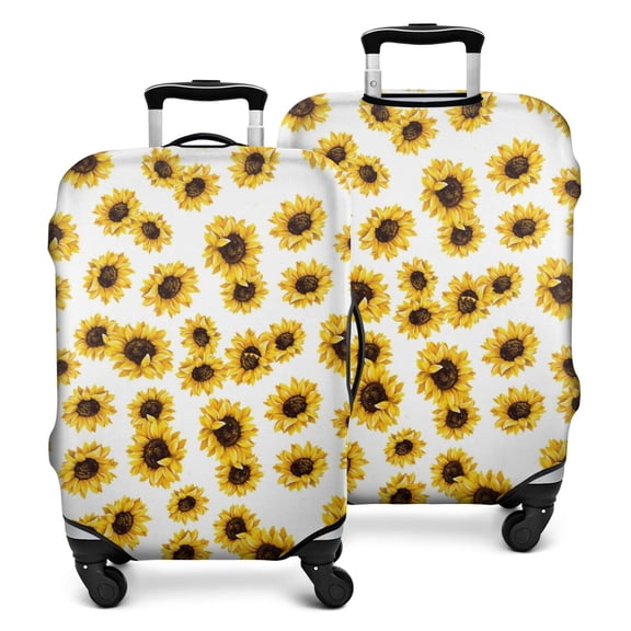 White Yellow Sunflower Pattern Luggage Cover Fashion Suitcase Cover Baggage Covers Fit 25-28 Inch Luggage (Go Travel)