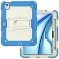 thumbnail image 3 of Case for iPad Air 11 Inch 2024, Military Grade Protective Silicone PC Cover with Screen Protector & Adjustable Kickstand & Shoulder Strap & Pencil Holder & 3-layer Protection, Skyblue+Beige, 3 of 8