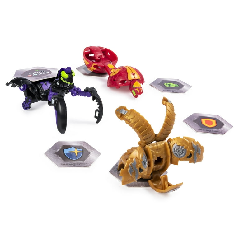 Bakugan Starter Pack 3-Pack, Darkus Mantonoid, Collectible Action