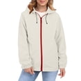 thumbnail image 1 of Comdrip Veste Légère pour Femmes! Veste Chaude Coupe-Vent Imperméable à Blocs de Couleur pour Femmes, Coupe-Vent d'Extérieur, Veste de Randonnée, Veste de Randonnée pour Femmes, Beige Léger 4TG, 1 of 5