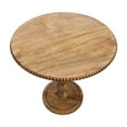 thumbnail image 3 of 21 Inch Side End Table Round Top Stacked Ball Post Natural Brown Mango Wood, 3 of 5