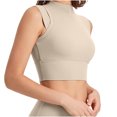 thumbnail image 2 of Women's Sports Bras High Elasticity Shock-absorbing Sports High Neck Fixed Cup Yoga Drying Bra Sports Bra Brown S, 2 of 5