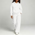 thumbnail image 5 of Womens Fall Outfits Nelozsy Fashion Woman Hooded Solid Long Sleeve Blouse Long Pants Elastic Waist Sets White M, 5 of 9