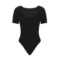 thumbnail image 3 of REALiKUN Bodysuit for Women Fit Everybody V Neck Short Sleeve T-shirt Tops with Thong Design, 3 of 5