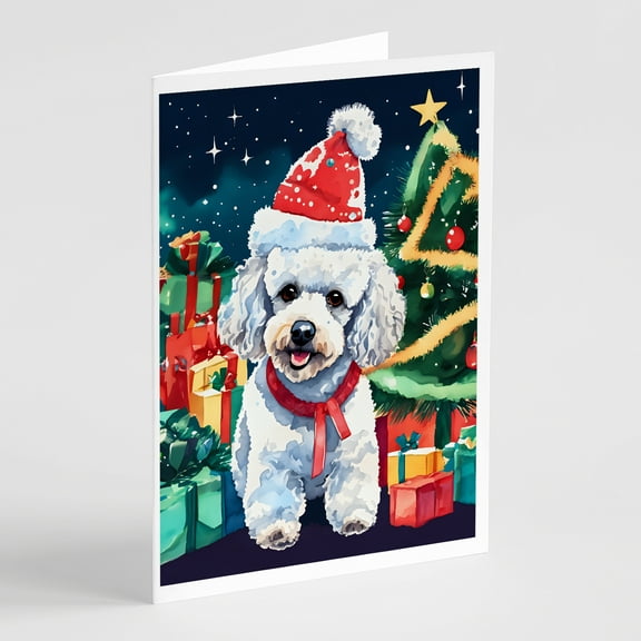 Poodle Christmas Greeting Cards Pack of 8 7 in x 5 in