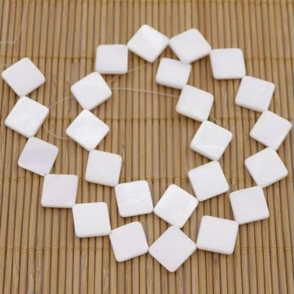 EOEMY 10-20mm Natural White Mother Of Pearl Shell Loose Beads 15" Choose -Square 12mm