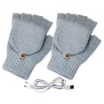 thumbnail image 3 of USB Guantes Punto Calefactados Flip Top Mittens Sin Deslizamiento para Hombres Mujeres (gris Claro), 3 of 5