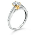 thumbnail image 3 of Gem Stone King 10K White and Yellow Gold White Topaz and White Lab Grown Diamond Engagement Ring for Women (1.18 Cttw, Oval 7X5MM, Gemstone November Birthstone, Size 8), 3 of 4
