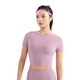 thumbnail image 2 of Ropa de yoga de primavera y verano, camiseta deportiva de manga corta con ombligo descubierto para mujer, ropa de fitness ajustada de secado rápido, 2 of 4