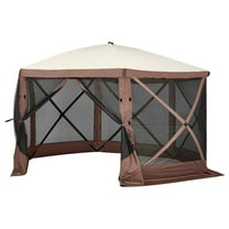 CAFORKP Pop-Up Screen Tent 11.5x11.5ft, 6-Sided Canopy with Mosquito Netting & Wind Cloths