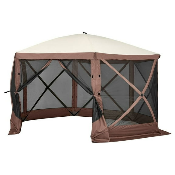 Dranite Quick Set Gazebo 11.5x11.5ft, 6-Sided Pop-Up Canopy with 6 Removable Privacy Walls