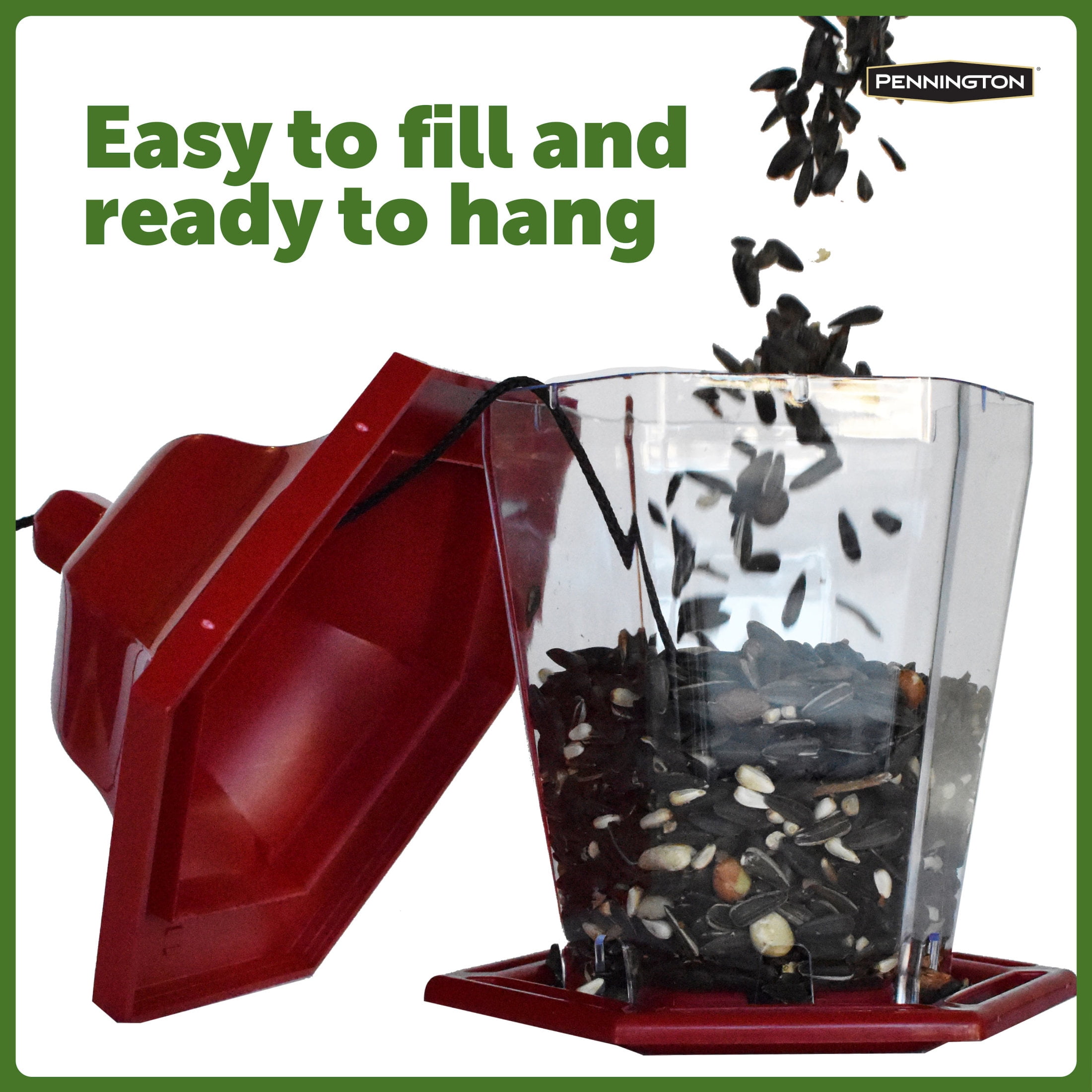 Pennington Red Resin Songbird Lantern Wild Bird Hopper Feeder, 1 lb. Capacity, 4 Pack