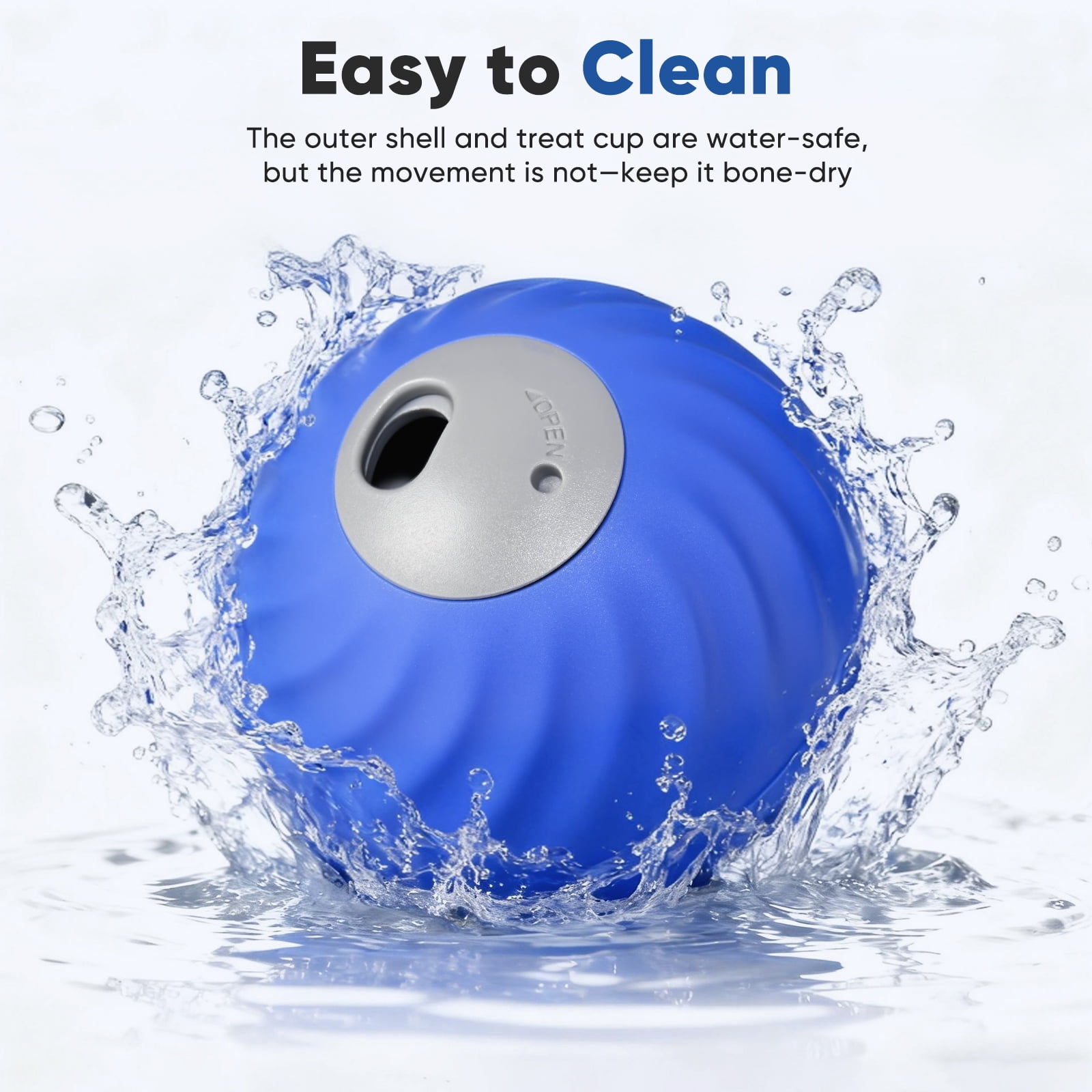 Petbobi Automatic Rechargeable Interactive Dog Ball with Active Rolling Treat Dispensing for Small Medium Dogs, 2.87" Blue