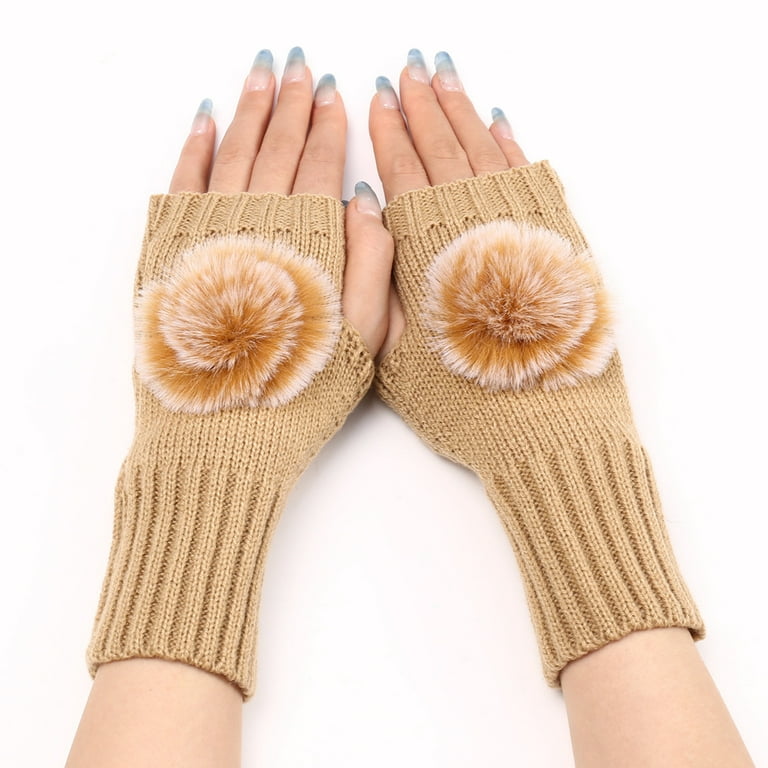 Dyfzdhu Fingerless Gloves for Women Warm Winter Windproof Elastic Thermal Outdoor Gloves Yellow, Women's, Size: One Size