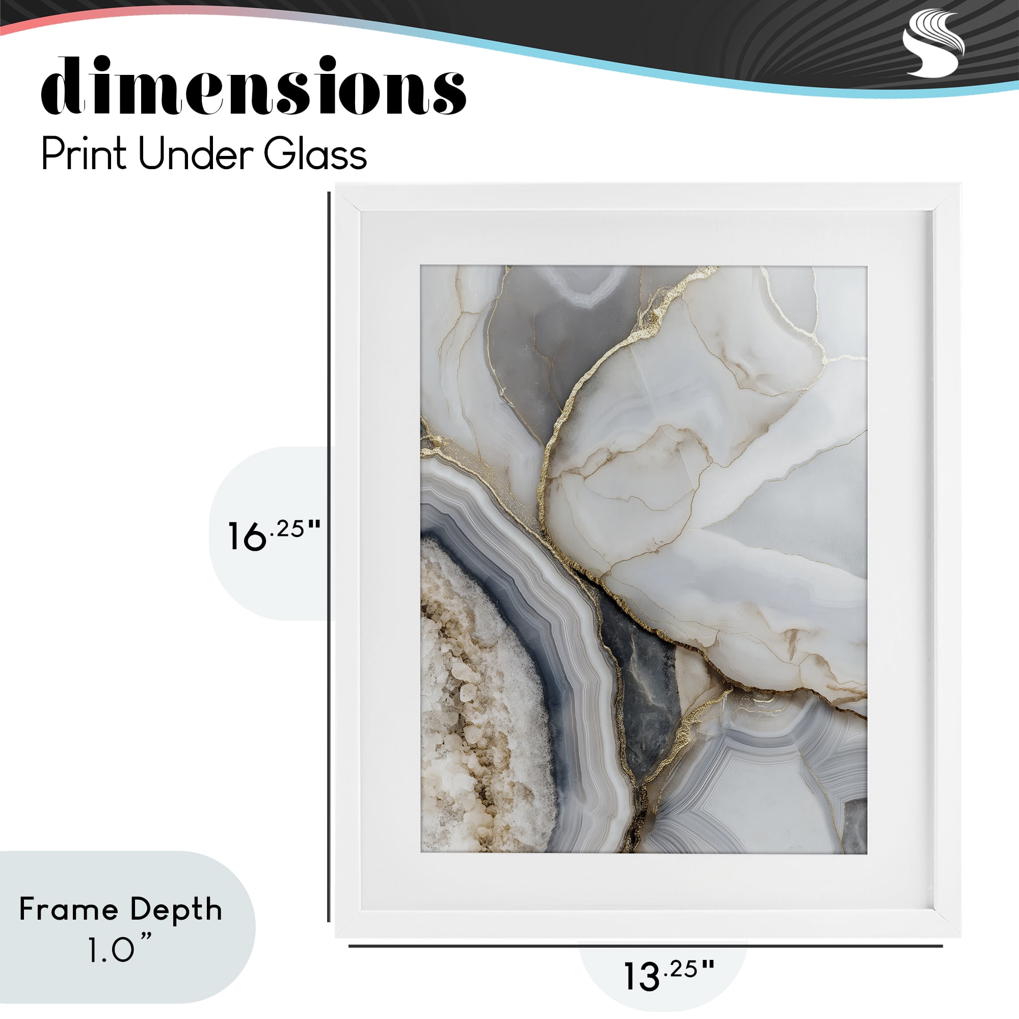 Stupell Industries Mineral Elegance Granite White Framed Print Under Glass, design by Svetlana Aleynikova