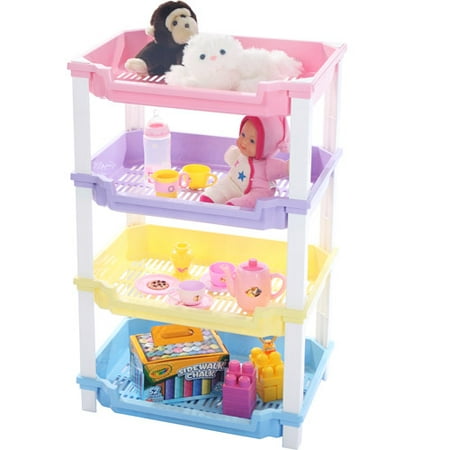 Enjoy Plastics 4-Tier Medium-Size Toy Shelf, Pastel