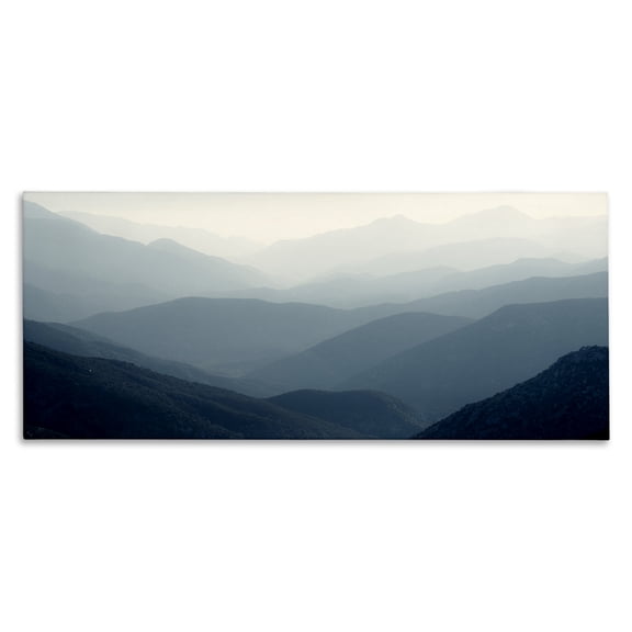 Stupell Industries Foggy Blue Mountains Landscape & Nature Photography Wrapped Canvas Canvas Art Print Wall Art, 24 x 10