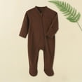 thumbnail image 2 of LYHaoo Baby Boys Bodysuits Winter Long Sleeve Zip Up Romper Soft Outfit For Toddler 1 12 Months Comfortable Warm Outfit Boys Jumpsuit Romper 6-9 Months Brown(Toddler), 2 of 5