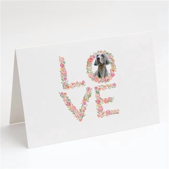 Weimaraner #2 Love Greeting Cards and Envelopes Pack of 8 7 in x 5 in