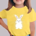 thumbnail image 2 of Yxbdin Kids Easter Shirts Loose Short Sleeve Crewneck Shirt Cute Bunny Rabbit Print Blouses Summer Outdoor Tops Girls Outfits Gifts Yellow 3-4Years, 2 of 6