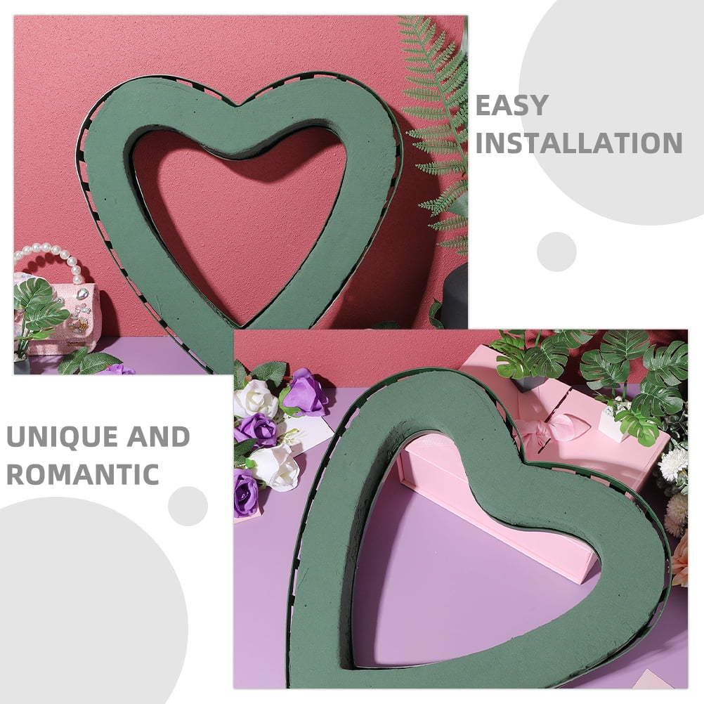 WEUVEB Heart Shaped Floral Holder Plastic Green for Wedding and Home Use with Suction Cups 2Pcs