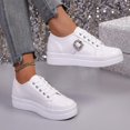 thumbnail image 2 of SCHUHLAND Women's Casual Lace-Up Skateboard Sneakers, Metal Decoration, Round Toe, Thick Bottom, Non-Slip, Soft Sole for Autumn, 2 of 16