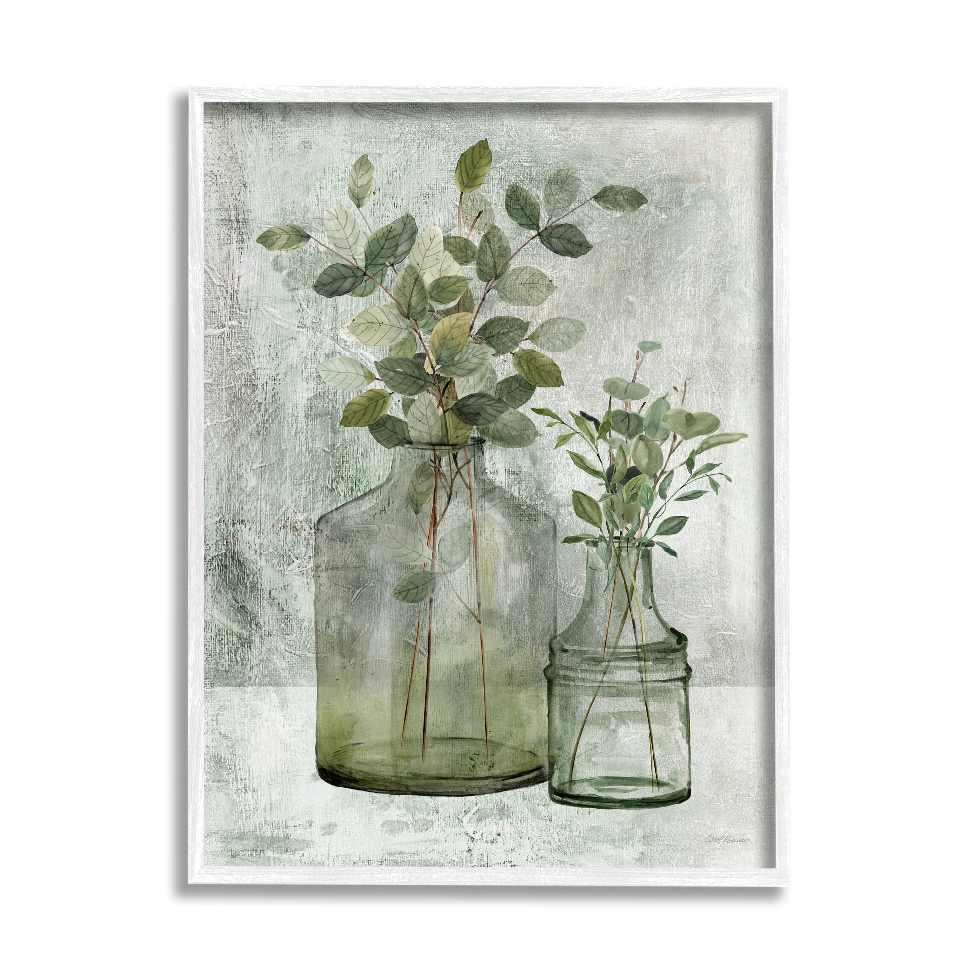 Stupell Industries Plant Botanical Bunches Country Vase Potted Plant Painting, 11 x 14, Design by Carol Robinson
