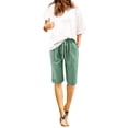 thumbnail image 2 of OIUUAK Shorts for Women Knee Length Plus Size Summer Casual Beach Elastic Waist Comfy Trendy Long Cotton And Linen Shorts for Women, Cargo Shorts Women, Womens Cargo Shorts, Cargo Shorts for Women, 2 of 2