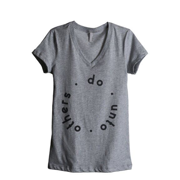 Do Unto Others Women's Fashion Relaxed V-Neck T-Shirt Tee Heather Grey X-Large