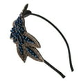 thumbnail image 2 of Gymayou 1920s Hair Accessories Beaded Flower Headbands Rhinestone Elastic Hair Hoops for Women Blue, 2 of 6