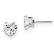 PRECIOUS ACCENTS Stainless Steel Polished 7mm Heart CZ Stud Post Earrings