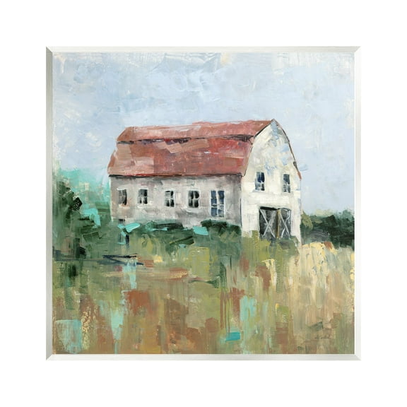 Stupell Industries Rustic Barn Painting Landscape Painting Unframed Art Print Wall Art, 12 x 12