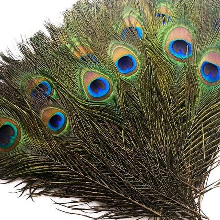 Piokio 200 pcs Peacock Feathers in Bulk inch( cm) Bulk for DIY Craft  Wedding  Halloween Decoration