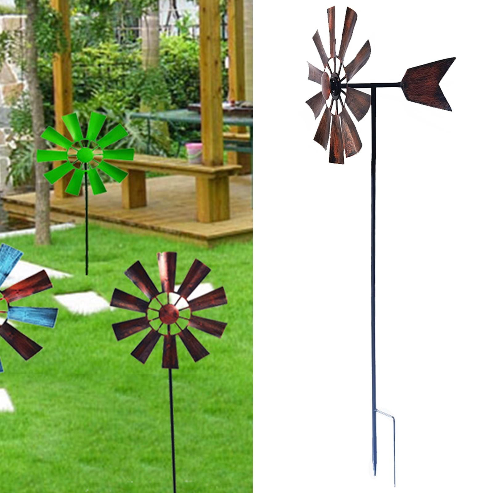 Lot De 4 Moulins à Vent Colorés 30 Cm - Hauteur 70 Cm - Anti-oiseaux Pour Jardin, Balcon, Décoration Extérieure