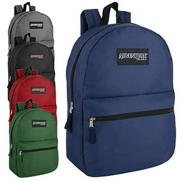 24 Pack of Classic Solid Color 17 Inch Backpacks in Black, Navy Blue, Gray, Red and Hunter Green
