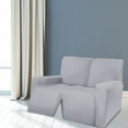 thumbnail image 3 of Sofá reclinable seccional elástico fácil de usar Funda de felpa suave y ajustada Funda de sofá lavable Protector de muebles con elasticidad para niños 6 rebanadas gris claro SM SunniMix cubierta de chaise lounge, 3 of 8