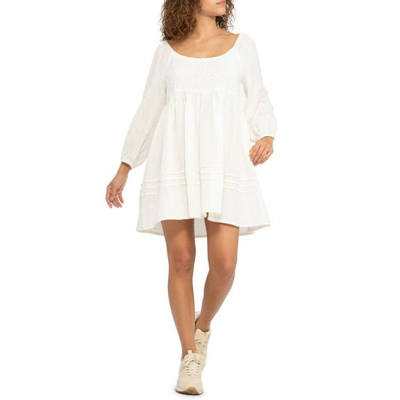 Sanctuary Women's Long Sleeve Cotton Babydoll Dress White Size X-Large
