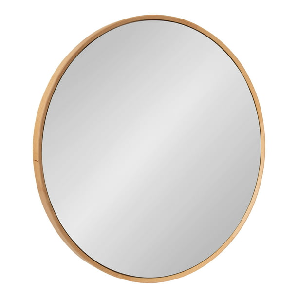 Kate Laurel Nordland Modern Round Wood Framed Wall Mirror, 28 inch Diameter, Natural Brown, Round Mirror for Any Wall - Walmart.com