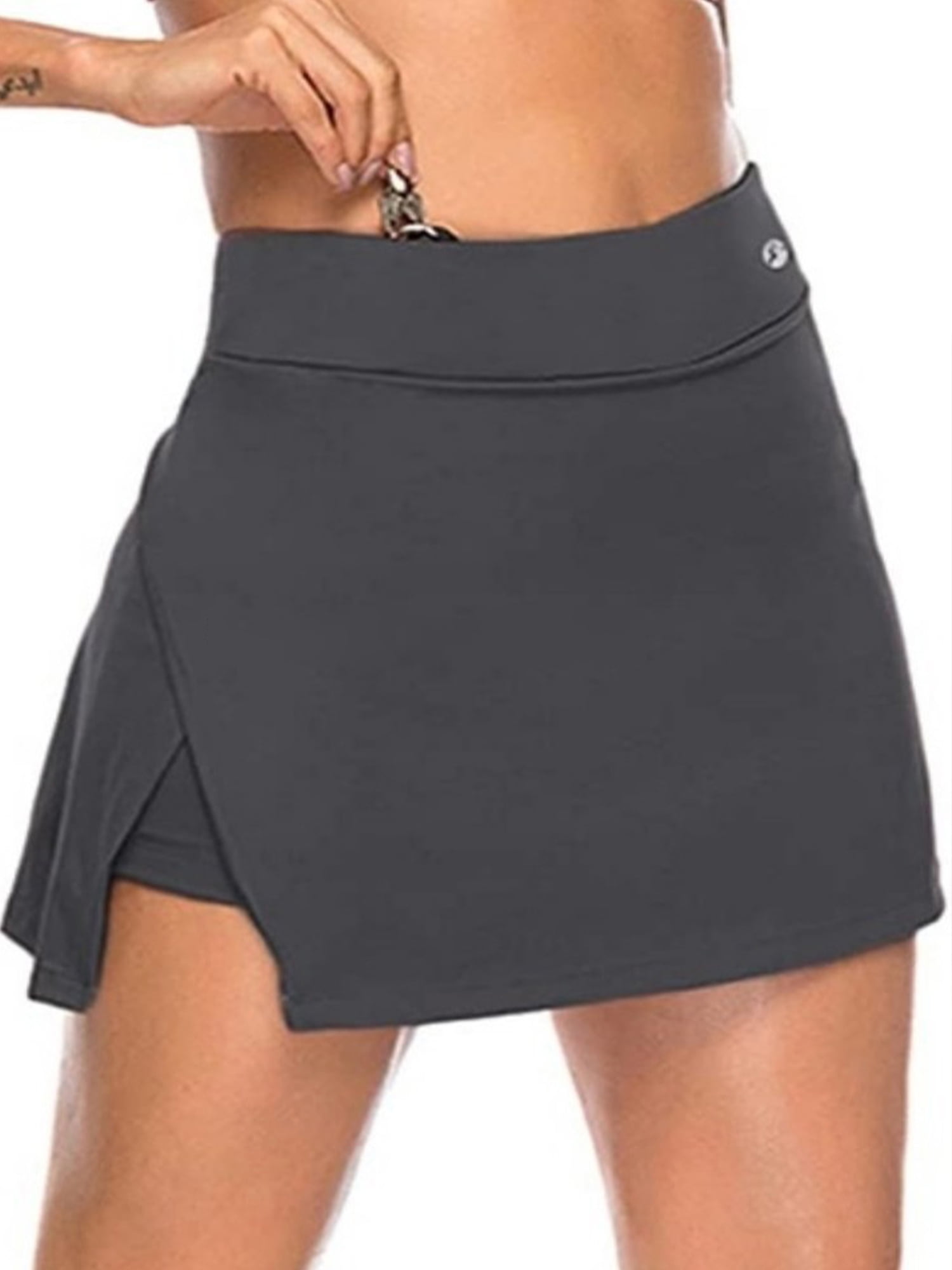 AMTF 2021 Womens 2 in 1 Fake Two Piece Culottes Quick-Drying Running Skorts Tennis Skirt Ladies Built-in Shorts Skirt 