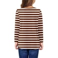 thumbnail image 4 of YDFCWXW Girls' Long Sleeve Cotton Striped T-Shirt: Classic Comfort & Style for Fall Spring (Wine, 13-14 Years), 4 of 6