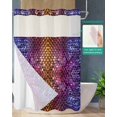 thumbnail image 2 of No Hook Shower Curtain with Snap in Liner, Honeycomb Gold Blue Purple Gradient Geometric Hotel Shower Curtains for Bathroom, Washable Shower Curtain Liner Set with Mesh Top Window, 72"x72", 2 of 6