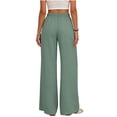 thumbnail image 6 of Vivianyo HD Women's Solid Pleated Button Pocket Wide Leg Casual Long Pants, Womens Summer Lightweight Drawstring Waist Full Length Trousers for Travel Vacation Daily Wear, Sizes S-2XL, 6 of 8
