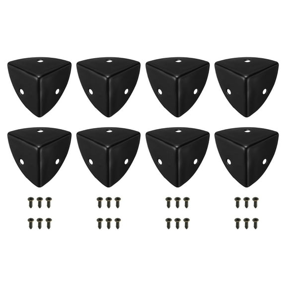8 Pcs Furniture Corner Edges Protector, 28mm Metal Edge Guard with Screws, Black