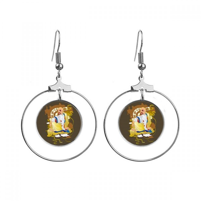 El budismo dieciocho arhats Pattern Illustration Los pendientes cuelgan del aro de la joyería del círculo de la gota Unbranded M