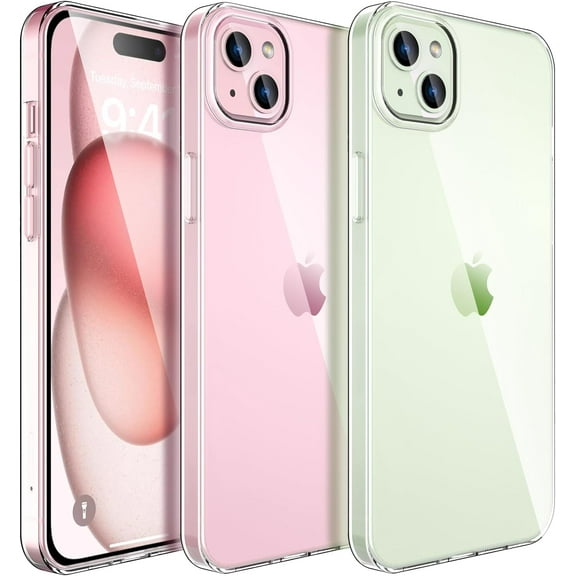 [3 Pack] Compatible with Crystal Clear iPhone 15 Case.Soft Slim Fit Transparent Plastic TPU Protective Silicone Cover Phone Cases for iPhone 15 [Slim Thin & Comfort Grip] [Shockproof]