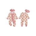 thumbnail image 2 of Cjfdfy Newborn Baby Girl Western Footed Romper Highland Cow Print Ruffle Long Sleeve Zip Up Footed Romper And Headband Infant Cute Coming Home Fall Winter Outfit 0-12M, 2 of 9