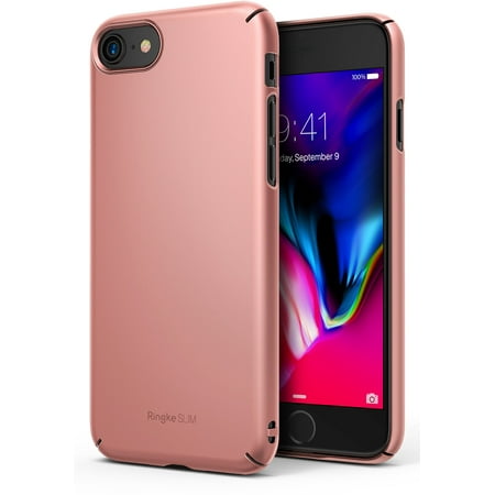 Ringke Slim Case Compatible with iPhone 7, Lightweight Thin Soft Premium Coating Hard PC Cover - Rose Gold